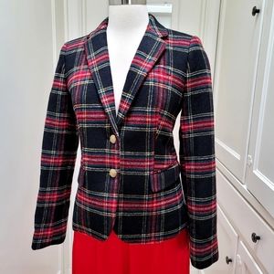 New! J.Crew Size 14 Wool-blend Schoolboy Blazer Jacket Black Tartan Plaid NWT